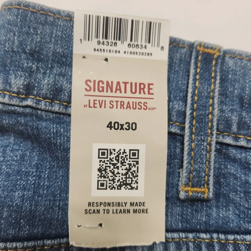 Levi's Strauss Signature Jeans Athletic Fit Size 40 x 30 Medium Wash Blue Denim